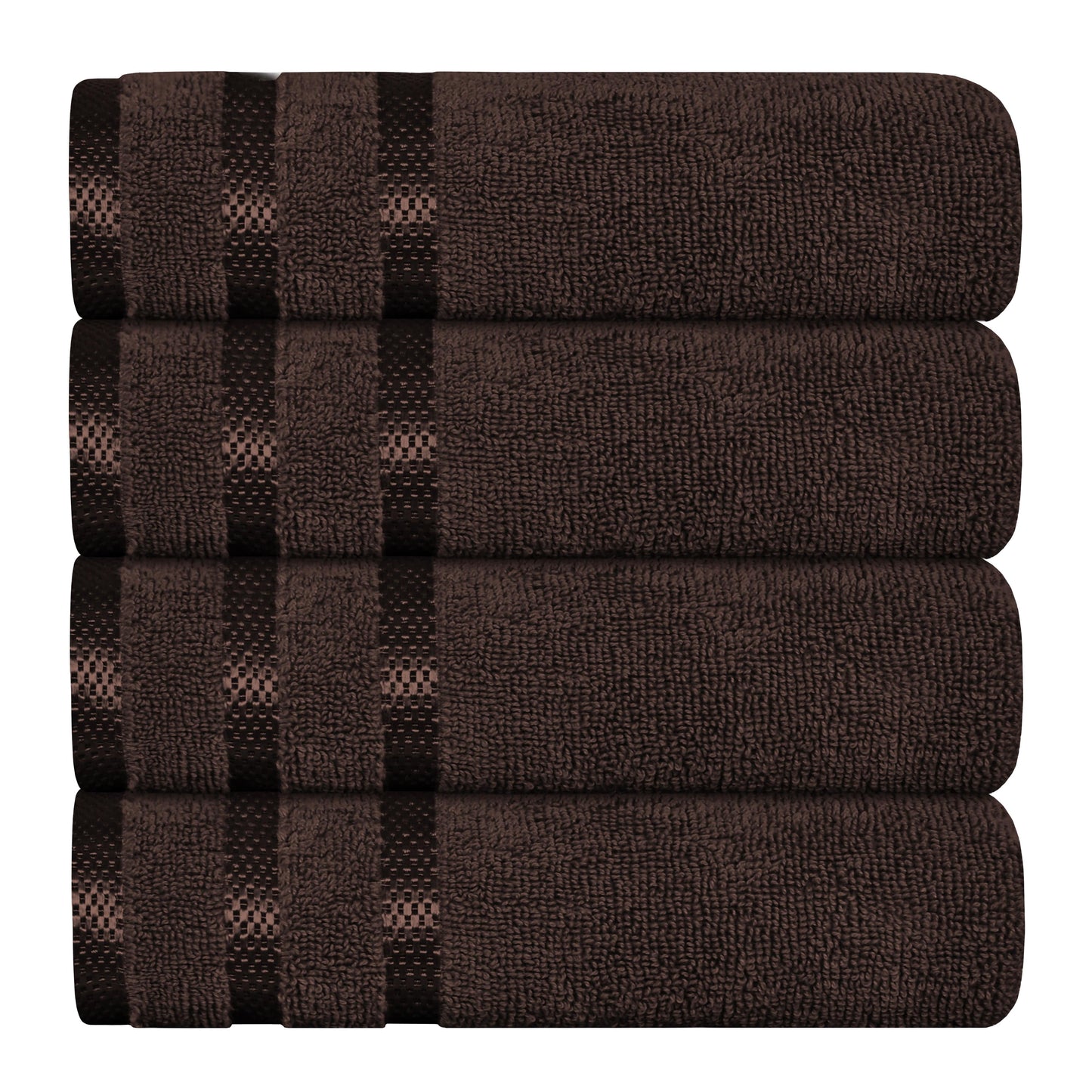 OLIVIA ROCCO Belmont Viscose Stripe Brown Towels 100% Cotton Hotel Quality Super Absorbent 10 Piece Bale Set Includes 4 Hand Towels And 12 Face Cloths