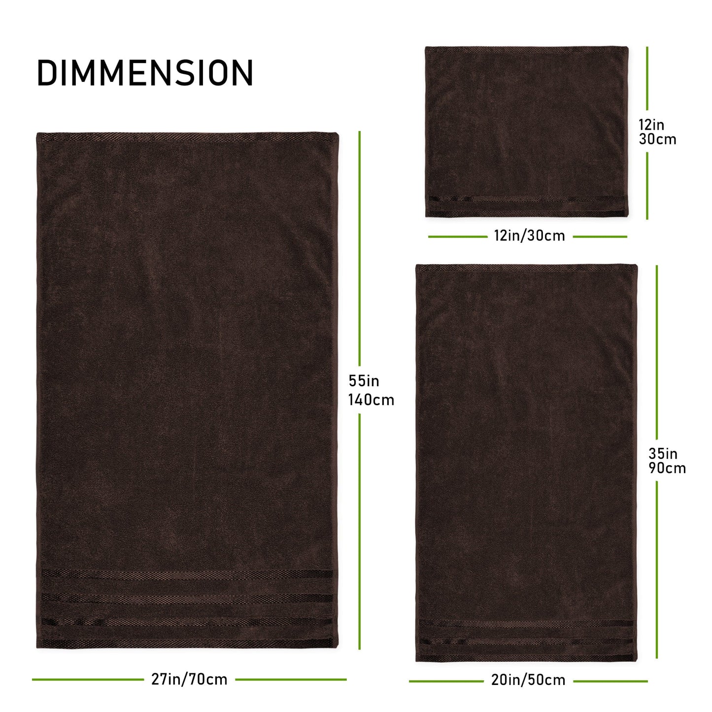 OLIVIA ROCCO Belmont Viscose Stripe Brown Towels 100% Cotton Hotel Quality Super Absorbent 10 Piece Bale Set Includes 4 Hand Towels And 12 Face Cloths