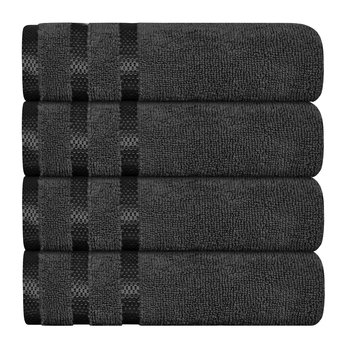 OLIVIA ROCCO Belmont Viscose Stripe Grey Towels 100 Percent Cotton Hotel Quality Super Absorbent 10 Piece Bale Set 4 Hand Towels 12 Face Cloths