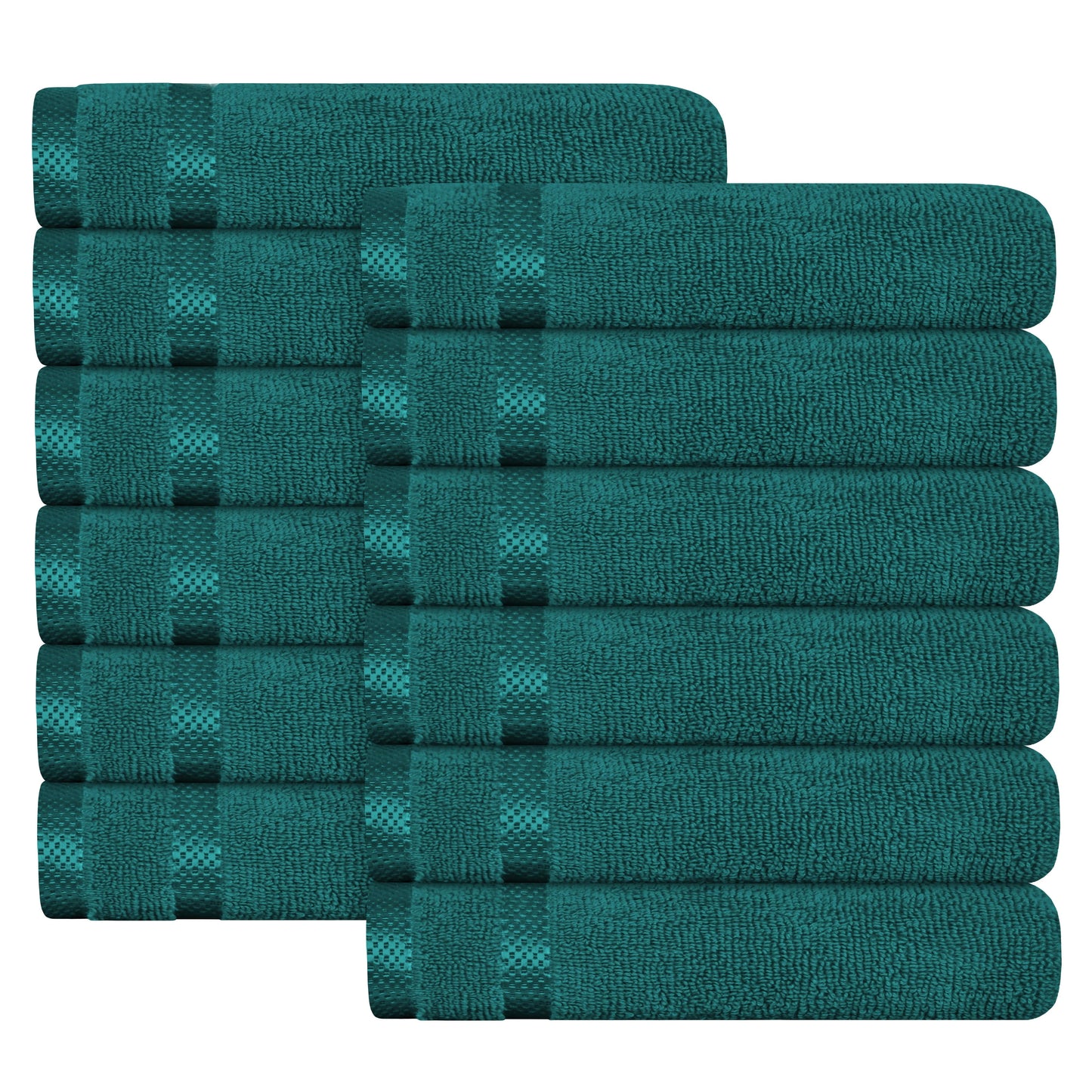 OLIVIA ROCCO Belmont Viscose Stripe Jade Green Towels 100% Cotton Hotel Quality Super Absorbent 10 Piece Bale Set 4 Hand Towels And 12 Face Cloths