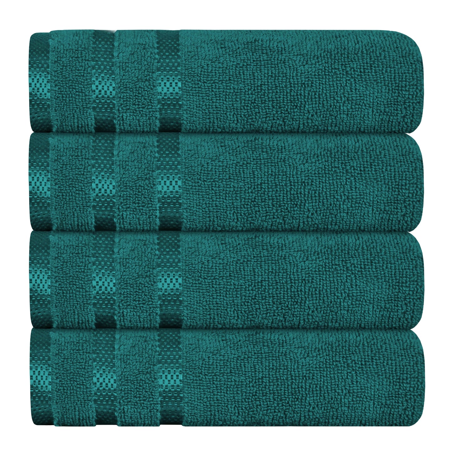 OLIVIA ROCCO Belmont Viscose Stripe Jade Green Towels 100% Cotton Hotel Quality Super Absorbent 10 Piece Bale Set 4 Hand Towels And 12 Face Cloths