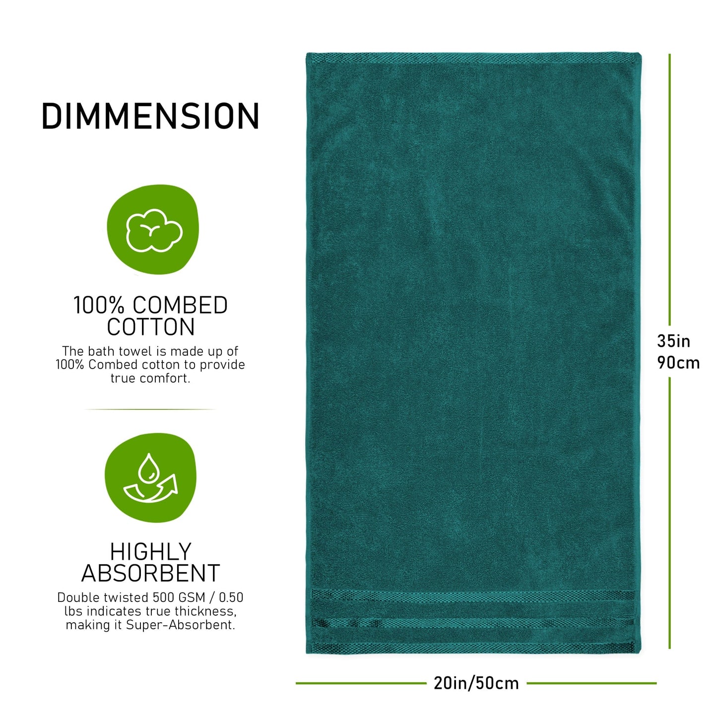 OLIVIA ROCCO Belmont Viscose Stripe Jade Green Towels 100% Cotton Hotel Quality Super Absorbent 10 Piece Bale Set 4 Hand Towels And 12 Face Cloths