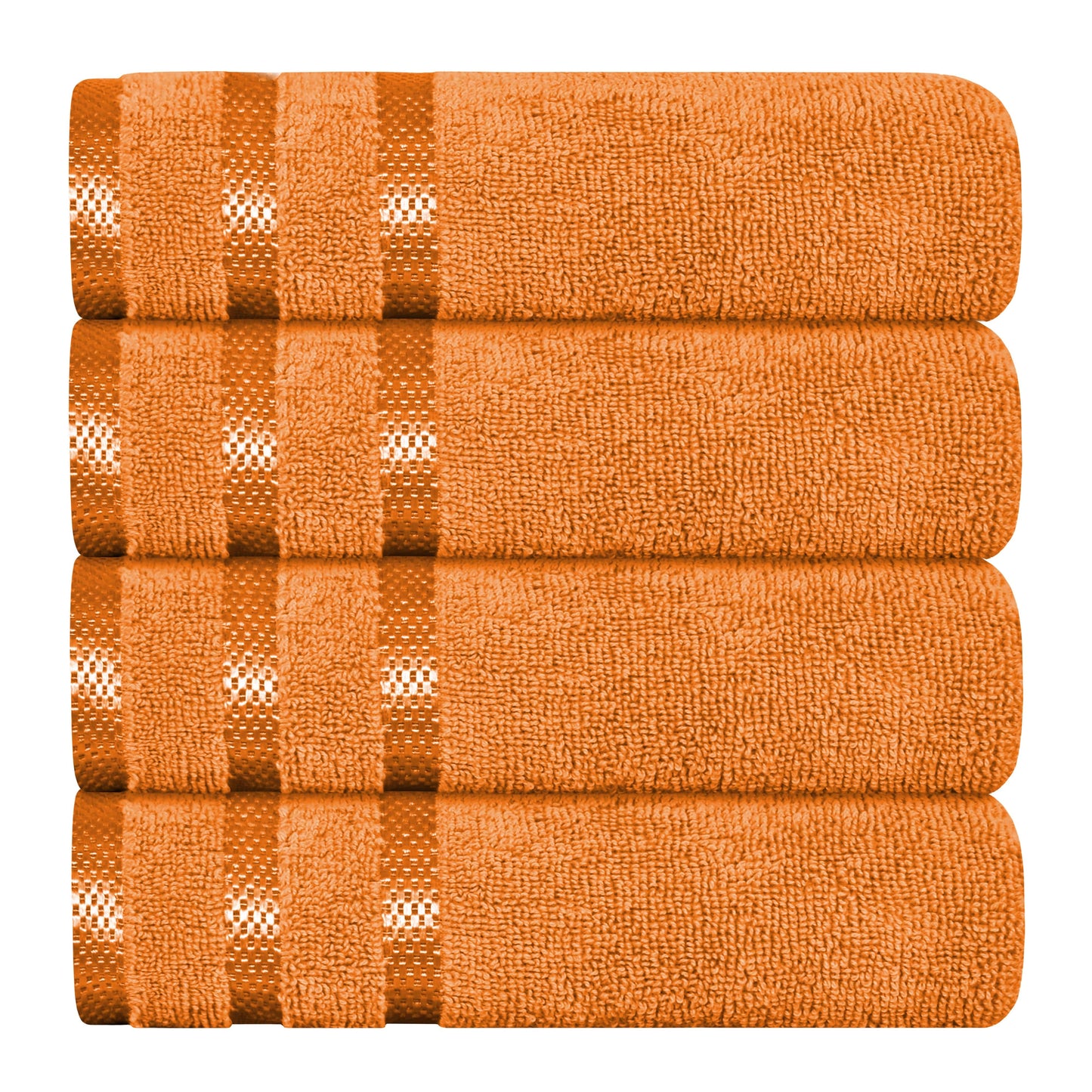 OLIVIA ROCCO Belmont Viscose Stripe Orange Towels 100% Cotton Hotel Quality Super Absorbent 10 Piece Bale Set, 4 Hand Towels