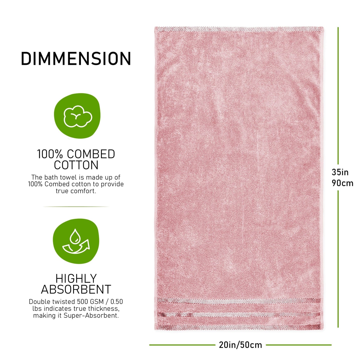 OLIVIA ROCCO Belmont Viscose Stripe Pink Towels 100 Percent Cotton Hotel Quality Super Absorbent 10 Piece Bale Set 4 Hand Towels 12 Face Cloths