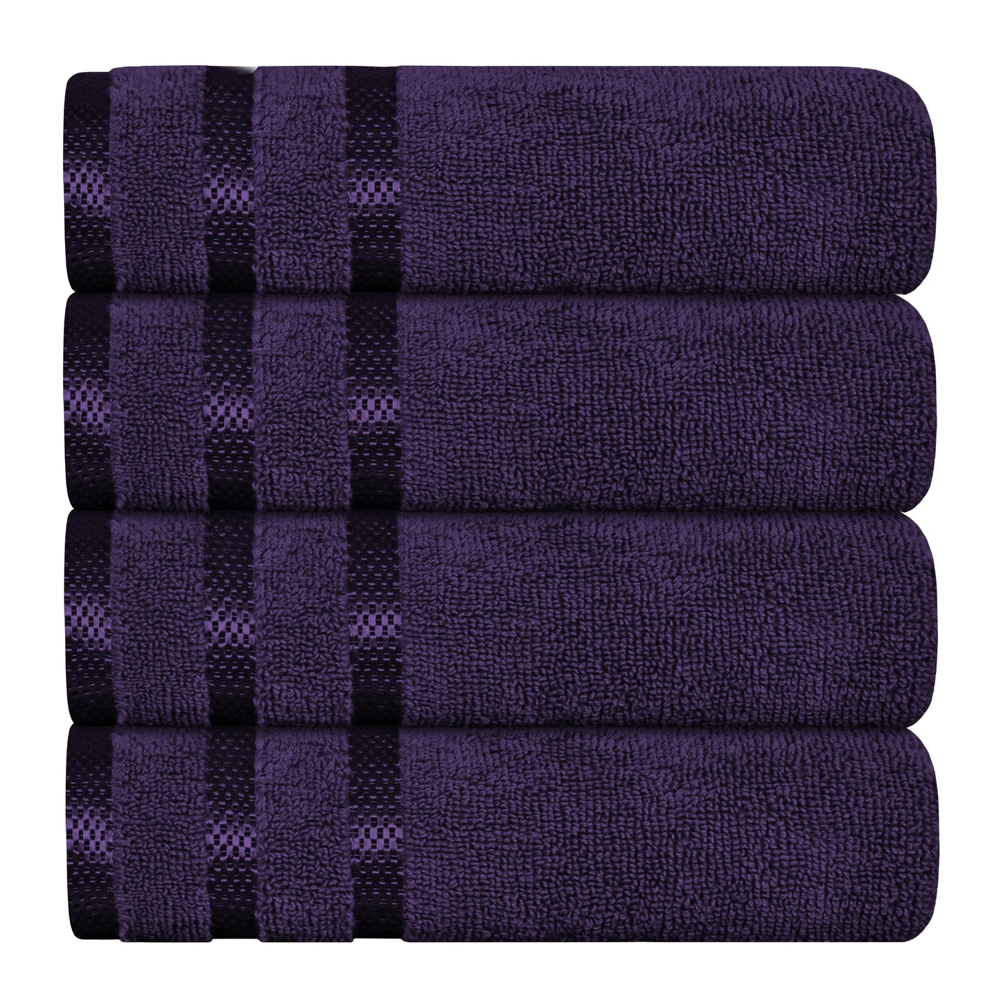 OLIVIA ROCCO Belmont Viscose Stripe Purple Towels 100 Percent Cotton Hotel Quality Super Absorbent 10 Piece Bale Set 4 Hand Towels 12 Face Cloths
