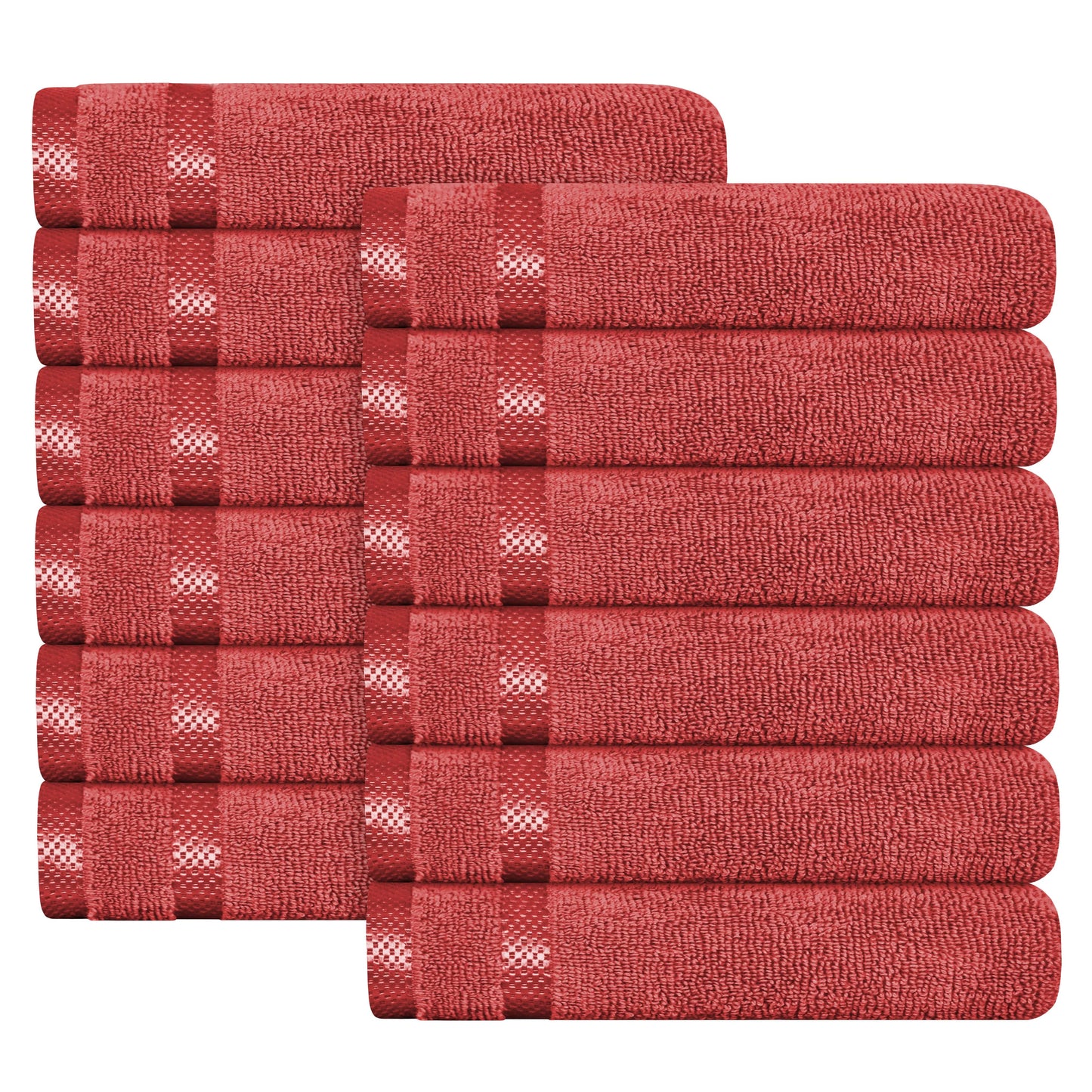 OLIVIA ROCCO Belmont Viscose Stripe Red Towels 100 Percent Cotton Hotel Quality Super Absorbent 10 Piece Bale Set 4 Hand Towel And 12 Face Cloths