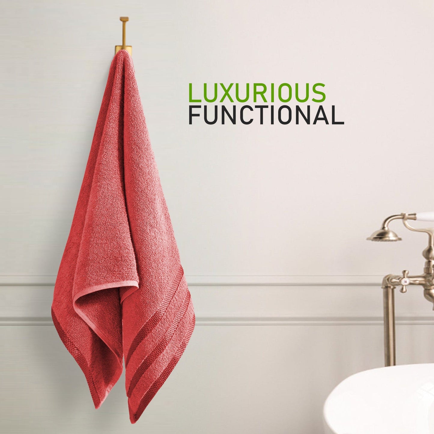 OLIVIA ROCCO Belmont Viscose Stripe Red Towels 100 Percent Cotton Hotel Quality Super Absorbent 10 Piece Bale Set 4 Hand Towel And 12 Face Cloths