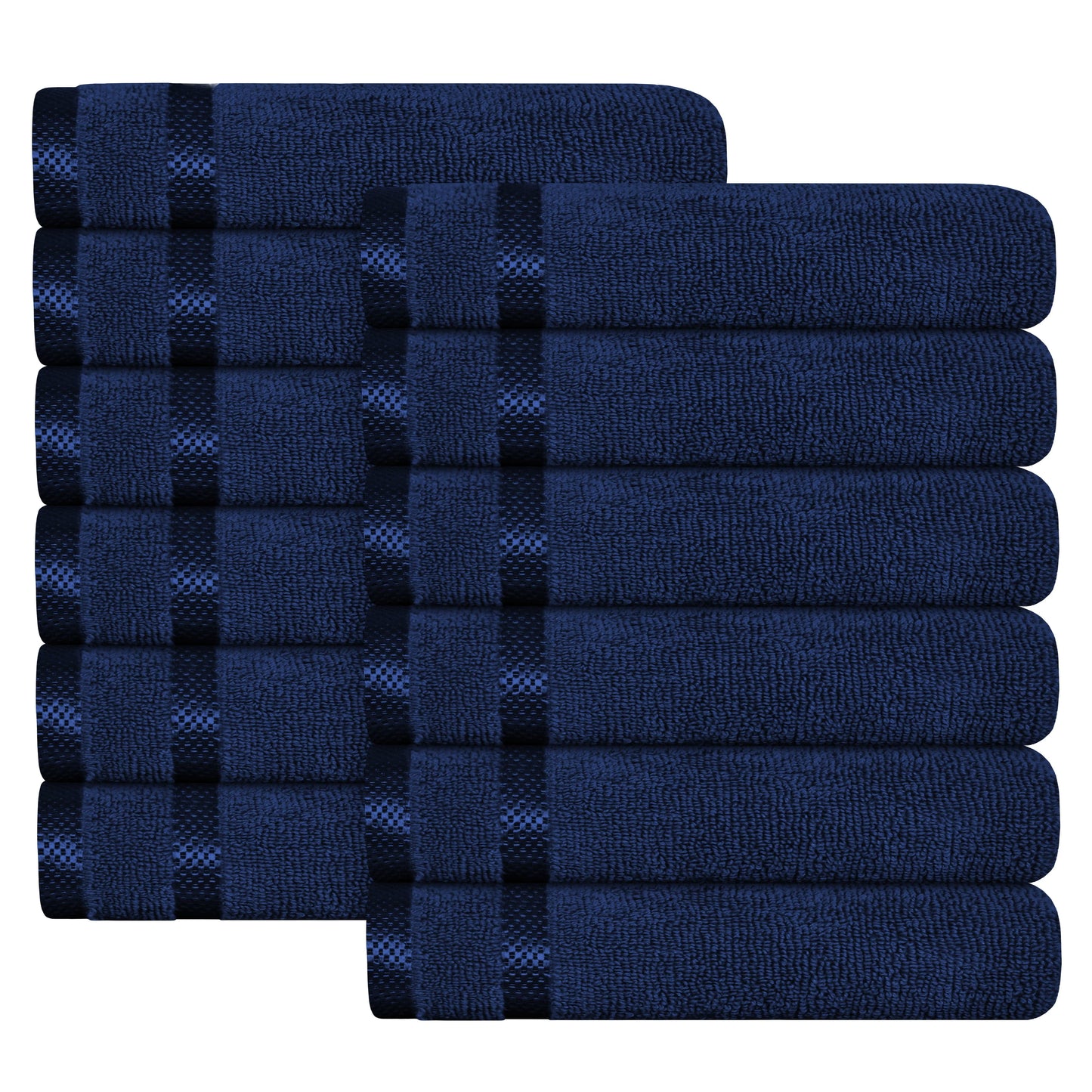 OLIVIA ROCCO Belmont Viscose Stripe Royal Blue Towels 100 Percent Cotton Hotel Quality 10 Piece Bale Set Includes 4 Hand Towels And 12 Face Cloths