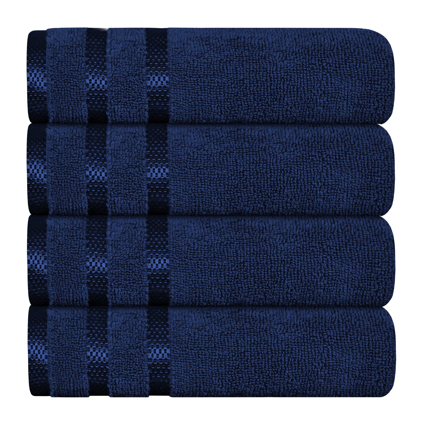 OLIVIA ROCCO Belmont Viscose Stripe Royal Blue Towels 100 Percent Cotton Hotel Quality 10 Piece Bale Set Includes 4 Hand Towels And 12 Face Cloths