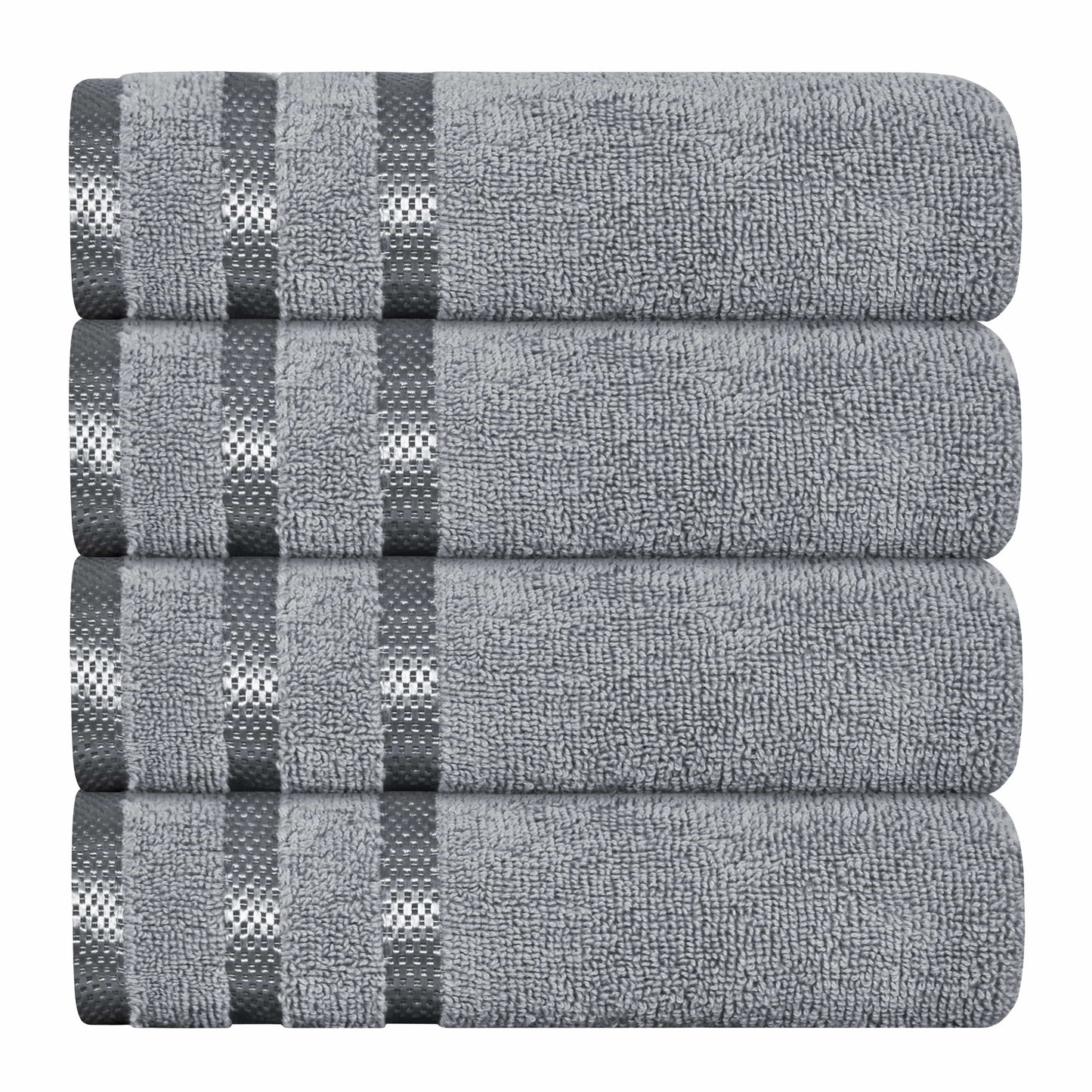 OLIVIA ROCCO Belmont Viscose Stripe Silver Towels 100 Percent Cotton Quality Super Absorbent 10 Piece Bale Set with 4 Hand Towels and 12 Face Cloths