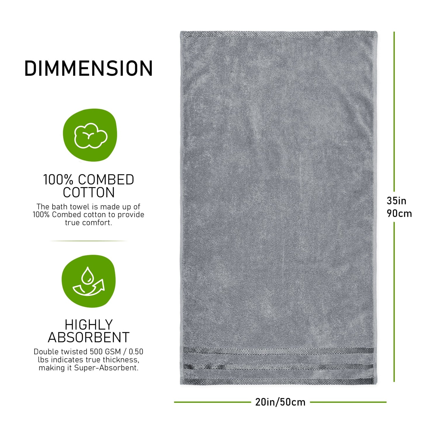 OLIVIA ROCCO Belmont Viscose Stripe Silver Towels 100 Percent Cotton Quality Super Absorbent 10 Piece Bale Set with 4 Hand Towels and 12 Face Cloths