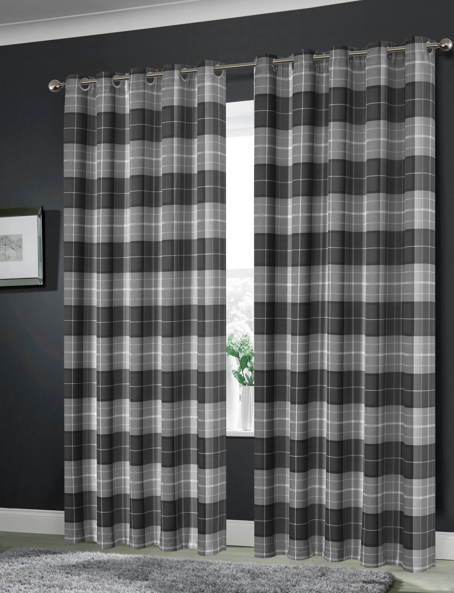 OLIVIA ROCCO Blackout Thermal Curtains Check Marble Design Energy Saving Light Blocking Panels Multiple Sizes And Colours