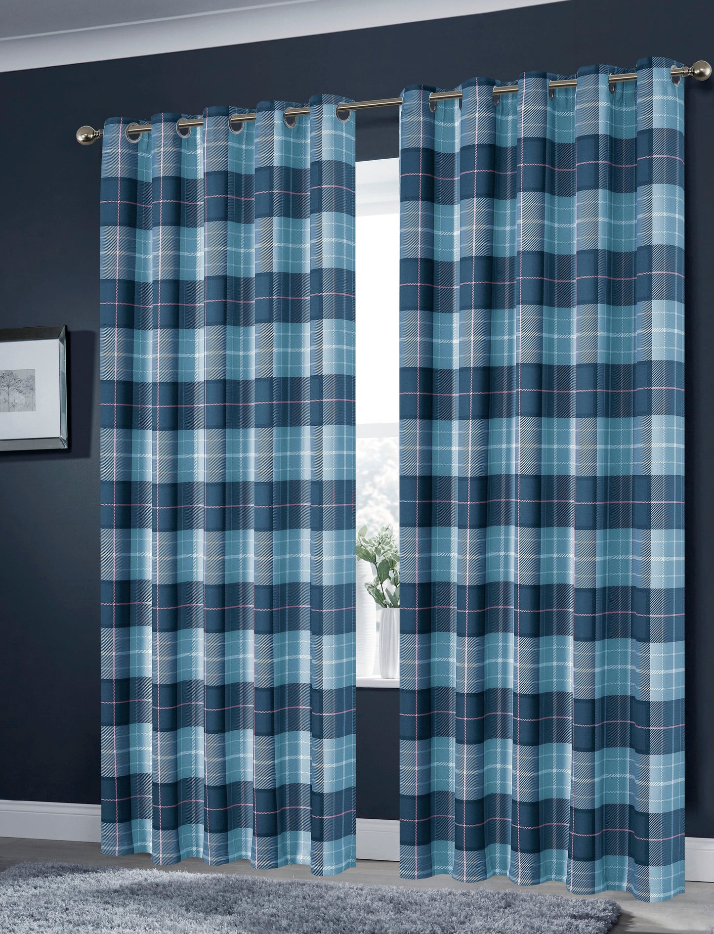 OLIVIA ROCCO Blackout Thermal Curtains Check Marble Design Energy Saving Light Blocking Panels Multiple Sizes And Colours
