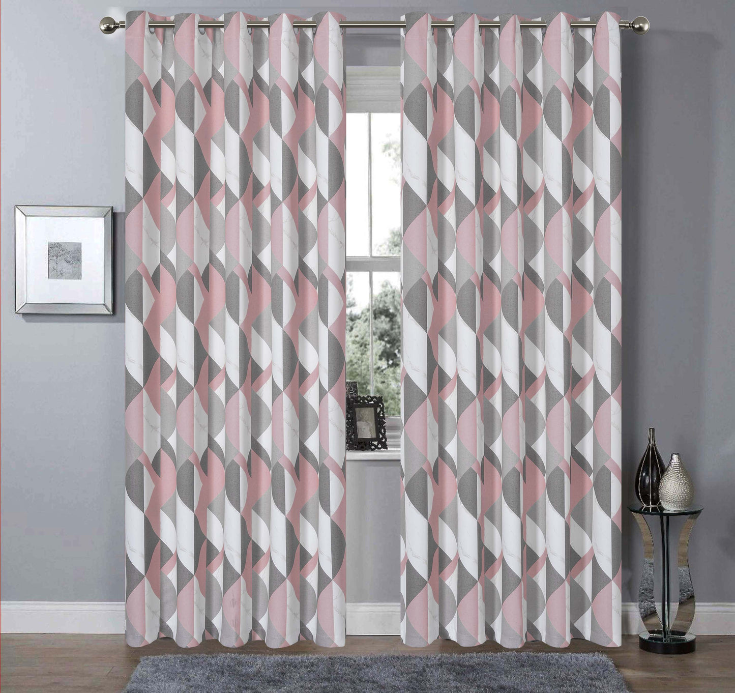 OLIVIA ROCCO Blackout Thermal Curtains Check Marble Design Energy Saving Light Blocking Panels Multiple Sizes And Colours