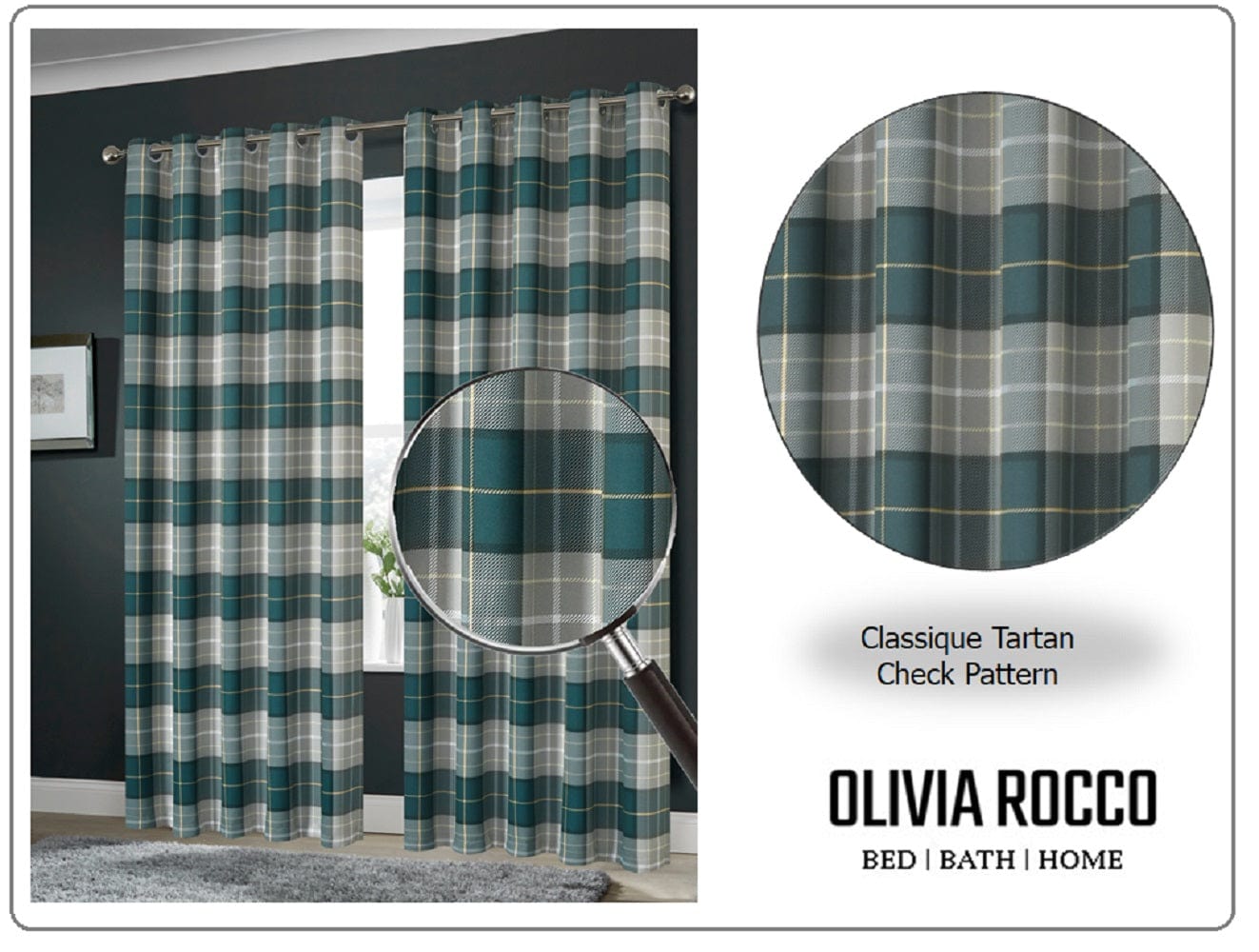 OLIVIA ROCCO Blackout Thermal Curtains Check Marble Design Energy Saving Light Blocking Panels Multiple Sizes And Colours