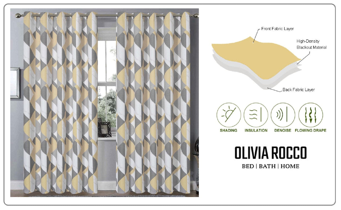 OLIVIA ROCCO Blackout Thermal Curtains Check Marble Design Energy Saving Light Blocking Panels Multiple Sizes And Colours