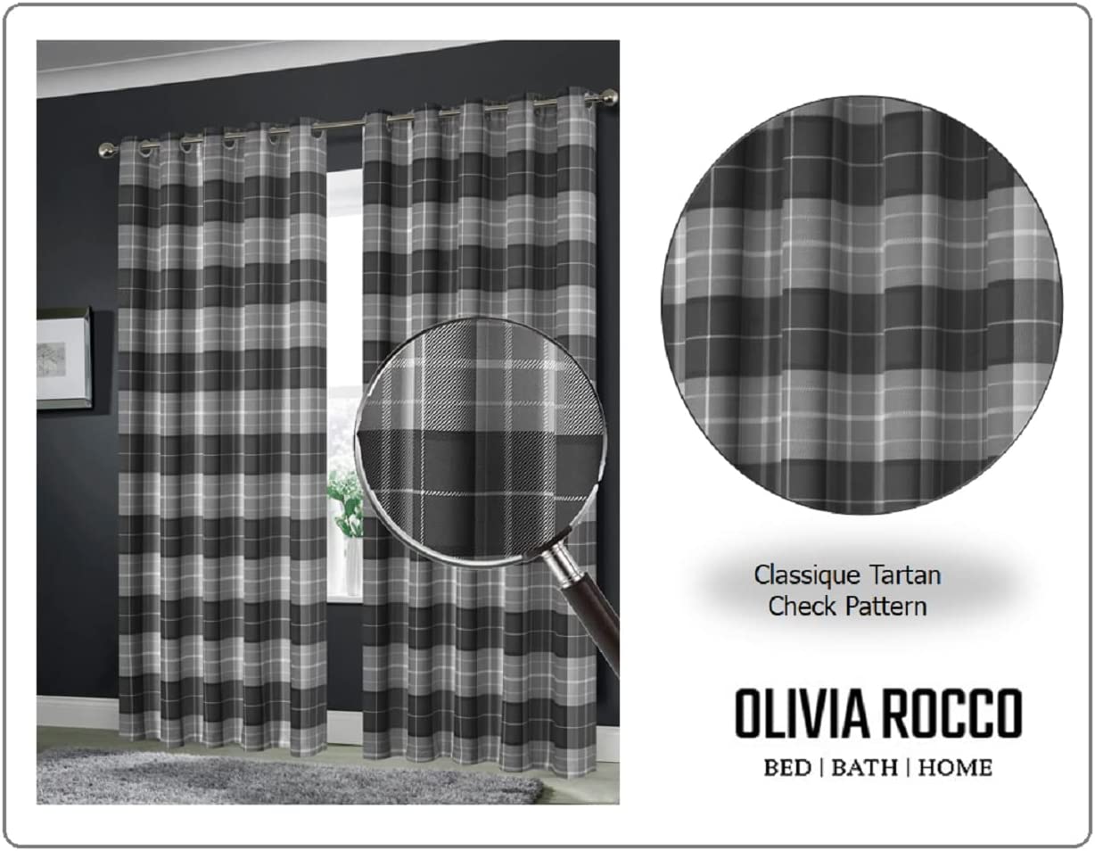 OLIVIA ROCCO Blackout Thermal Curtains Check Marble Design Energy Saving Light Blocking Panels Multiple Sizes And Colours