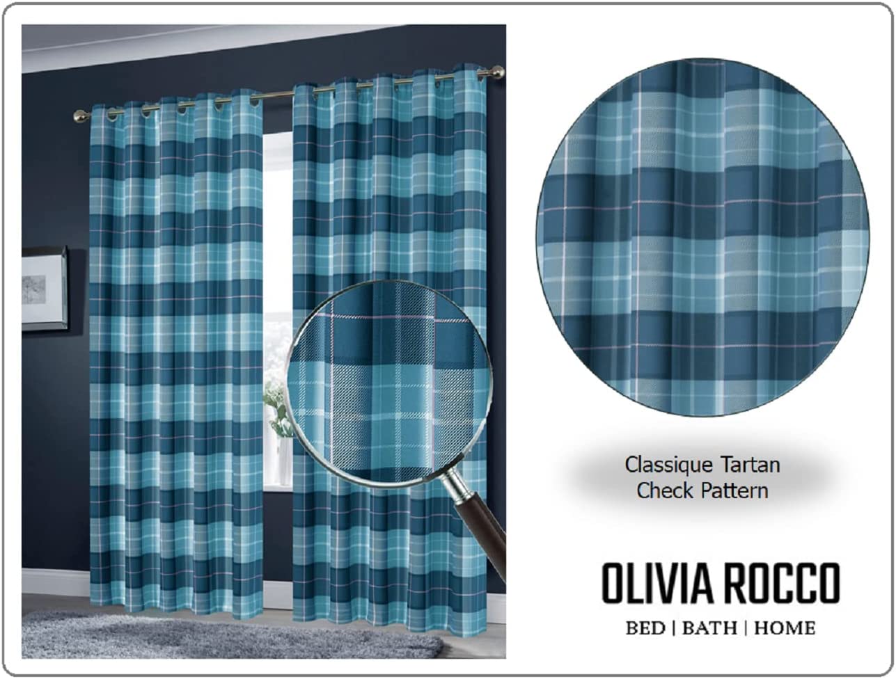OLIVIA ROCCO Blackout Thermal Curtains Check Marble Design Energy Saving Light Blocking Panels Multiple Sizes And Colours