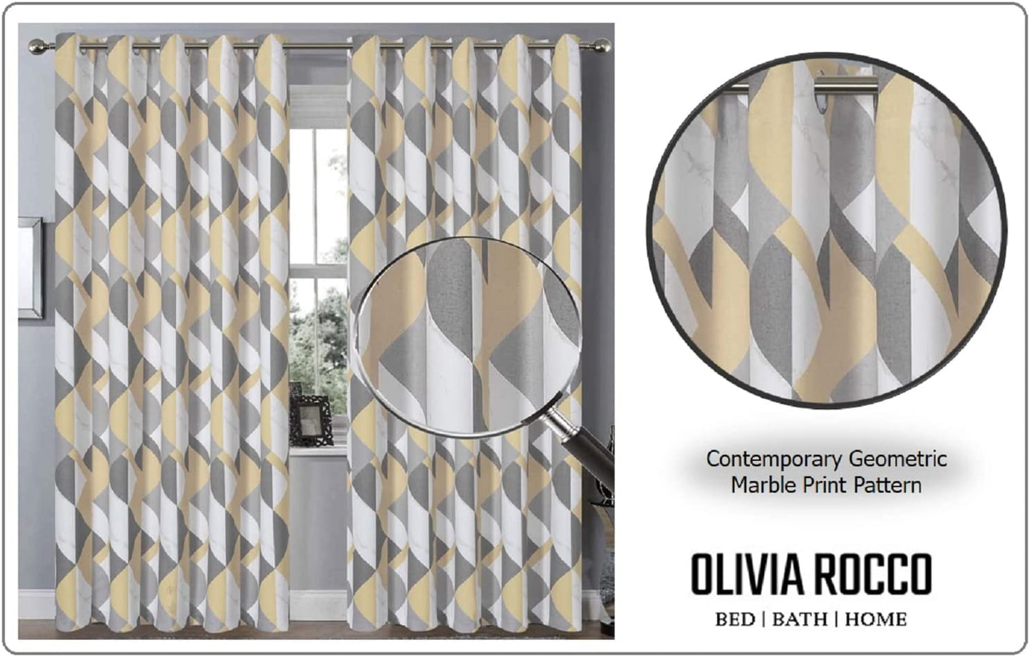 OLIVIA ROCCO Blackout Thermal Curtains Check Marble Design Energy Saving Light Blocking Panels Multiple Sizes And Colours