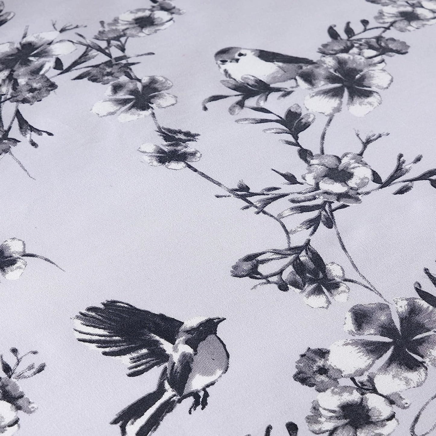 OLIVIA ROCCO Blossom Grey Printed Reversible Duvet Cover Set Quilted Polyester Blend with Button Closure Single Double King Size