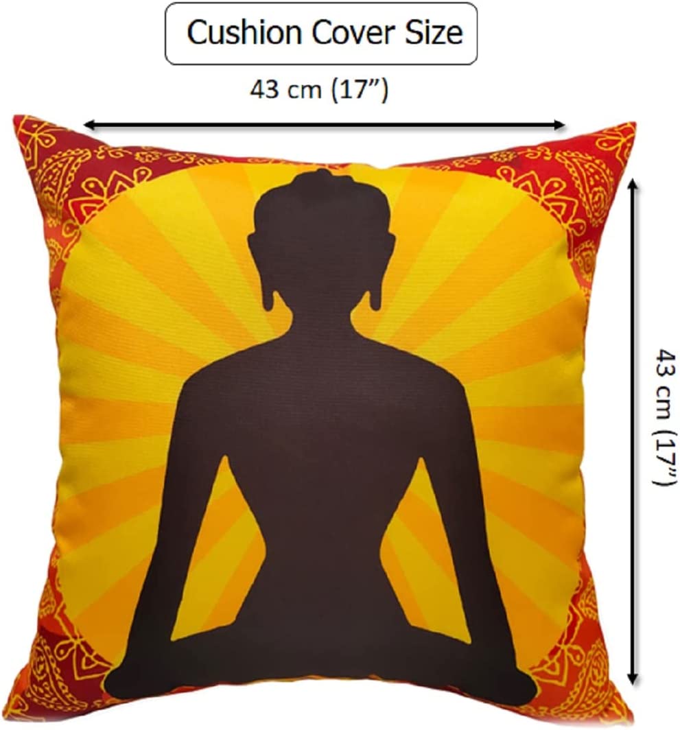 OLIVIA ROCCO Buddha Waterproof Cushion Covers 43x43 cm Reversible Breathable Decorative Cover For Indoor Outdoor Patio Garden Sofa Bed Chair