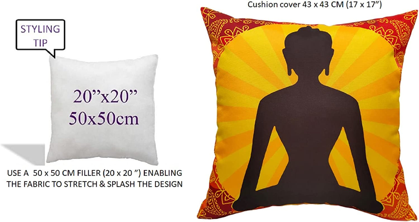 OLIVIA ROCCO Buddha Waterproof Cushion Covers 43x43 cm Reversible Breathable Decorative Cover For Indoor Outdoor Patio Garden Sofa Bed Chair