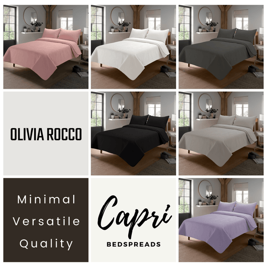 OLIVIA ROCCO Capri Embossed Luxury Bedspread Set With Quilted Throw And Duvet Matching Pillow Shams Multiple Colours For Homes And Gifts