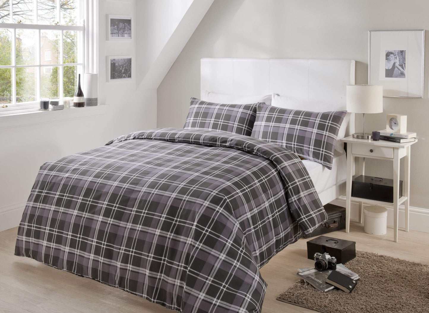 Check Pattern Duvet Set Cotton Rich With Pillowcases
