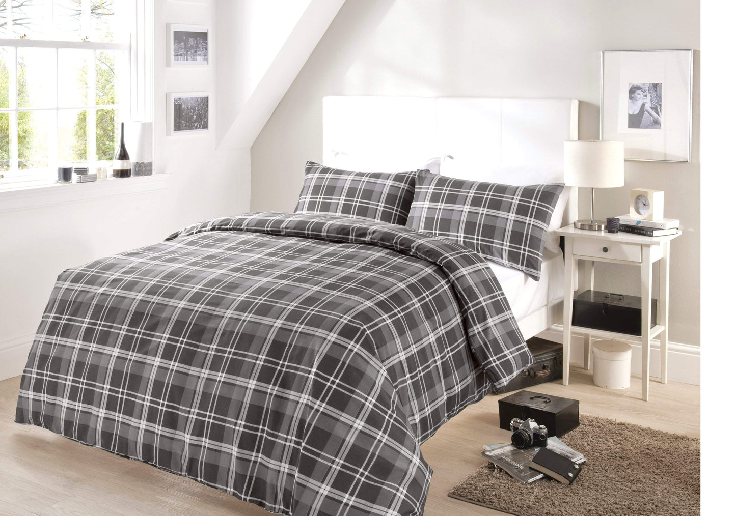 Check Pattern Duvet Set Cotton Rich With Pillowcases
