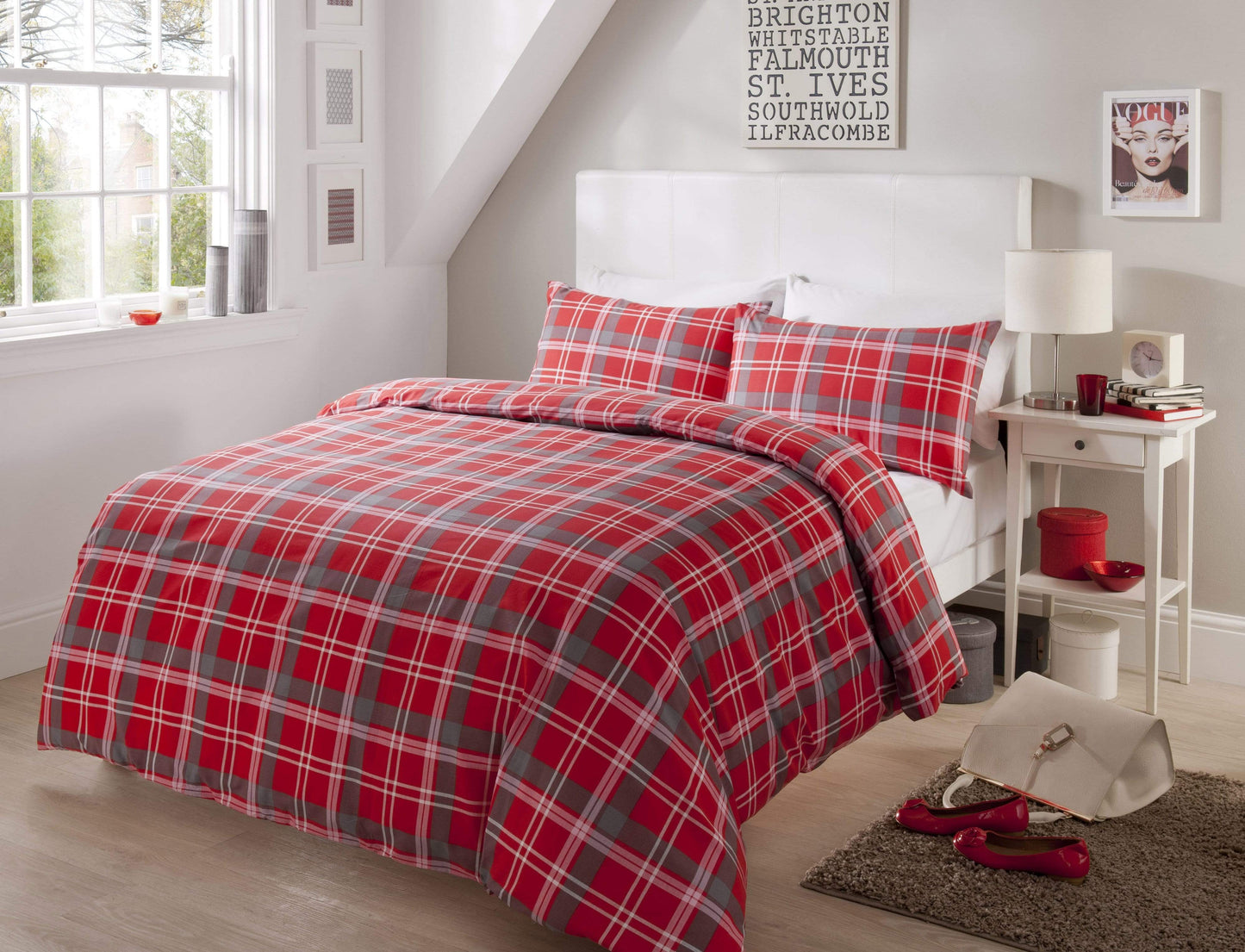 Check Pattern Duvet Set Cotton Rich With Pillowcases