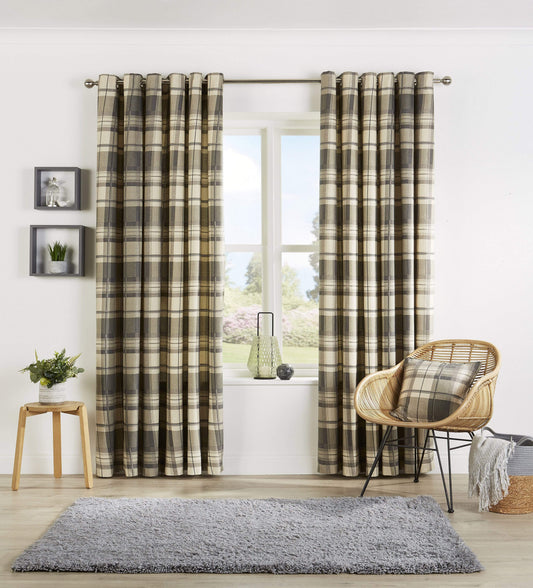 Check Pattern Curtains With Matching Cushion Covers