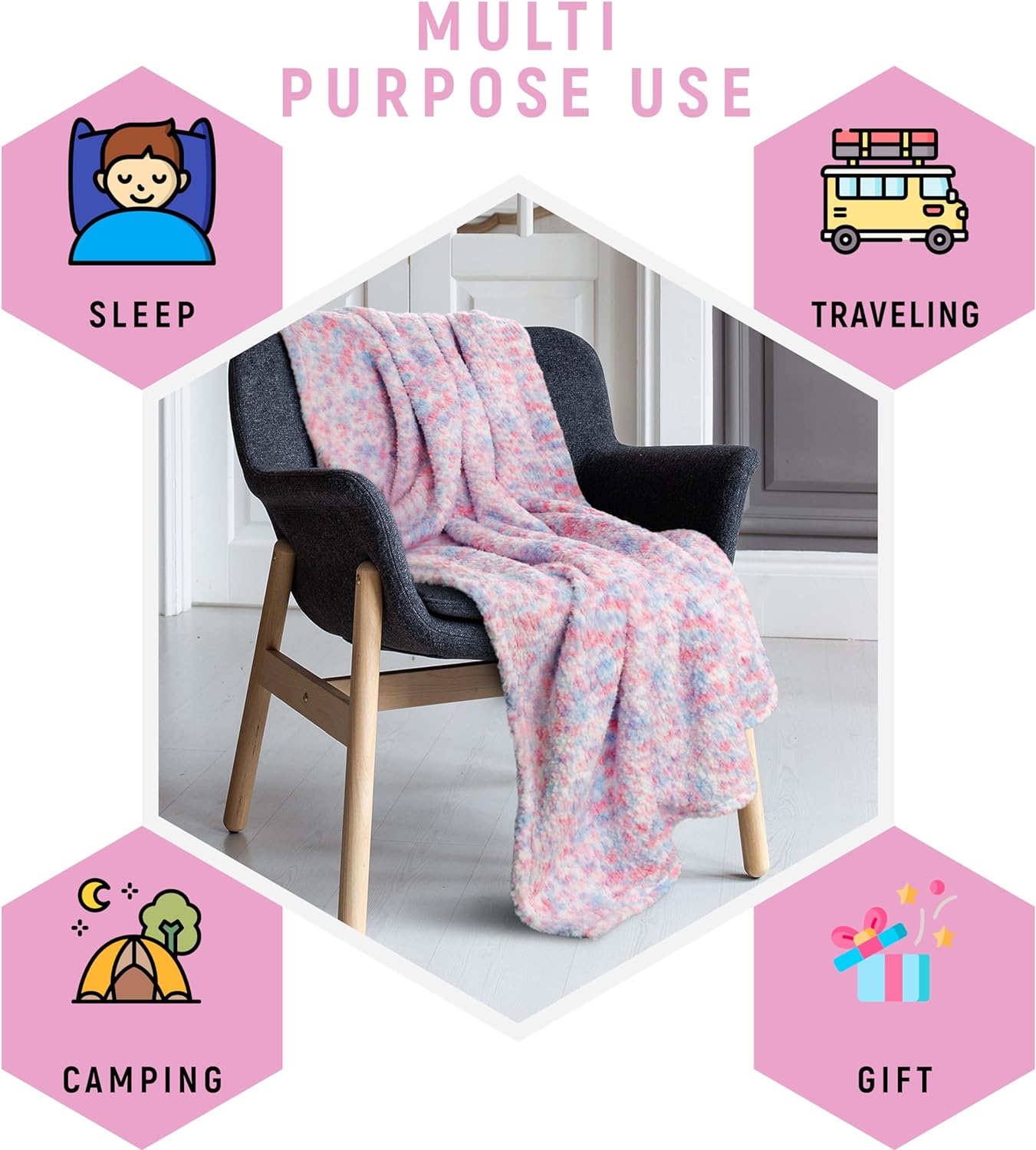 OLIVIA ROCCO Rainbow Teddy Fleece Throw For Kids 130 X 180 Cm Large Soft Blanket For Beds Sofas And Kids Rooms Decor Cozy Warmth For Cuddles