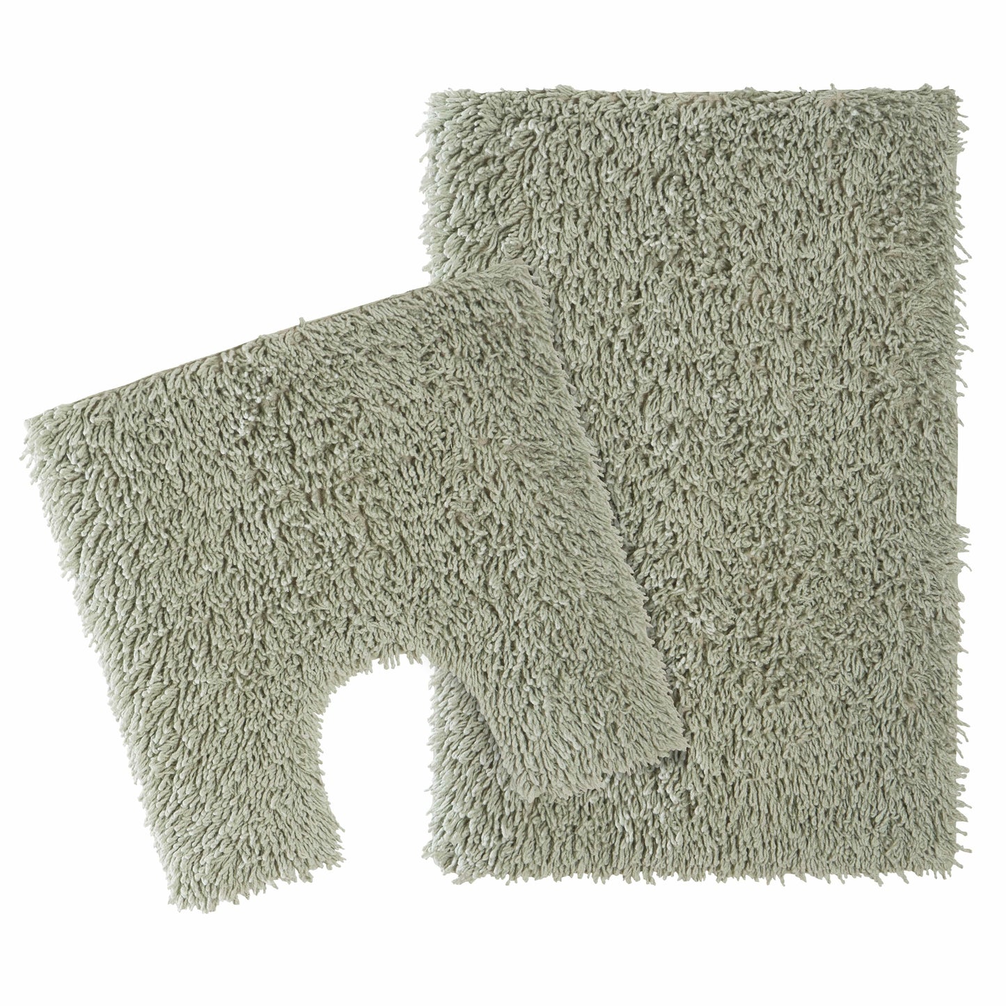 OLIVIA ROCCO Como 2 Piece Sage Green Bath Mat And Pedestal Set Non Slip Super Absorbent Cotton Bathroom Mats Machine Washable