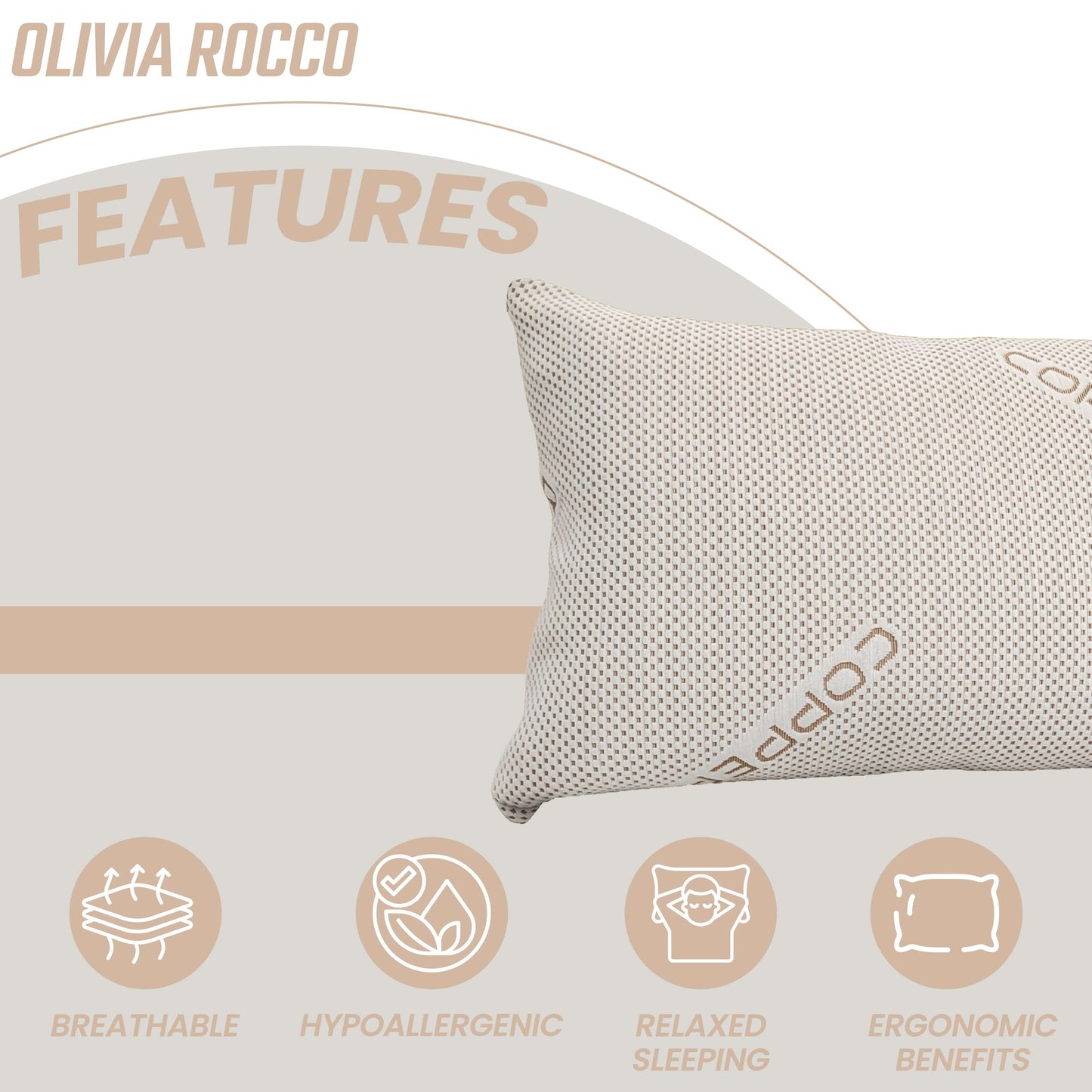 OLIVIA ROCCO Copper Infused Memory Foam Pillow For Skin Health Hypoallergenic Premium Fibre Filling Luxury Comfort With Copper Fabric Cover