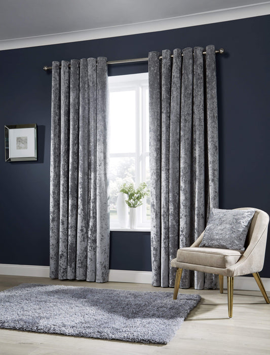 OLIVIA ROCCO Crushed Velvet Curtains With Eyelet Ring Top, Multiple Sizes And Colors, OEKO-TEX Certified, Elegant Fabric For Bedrooms And Living Rooms