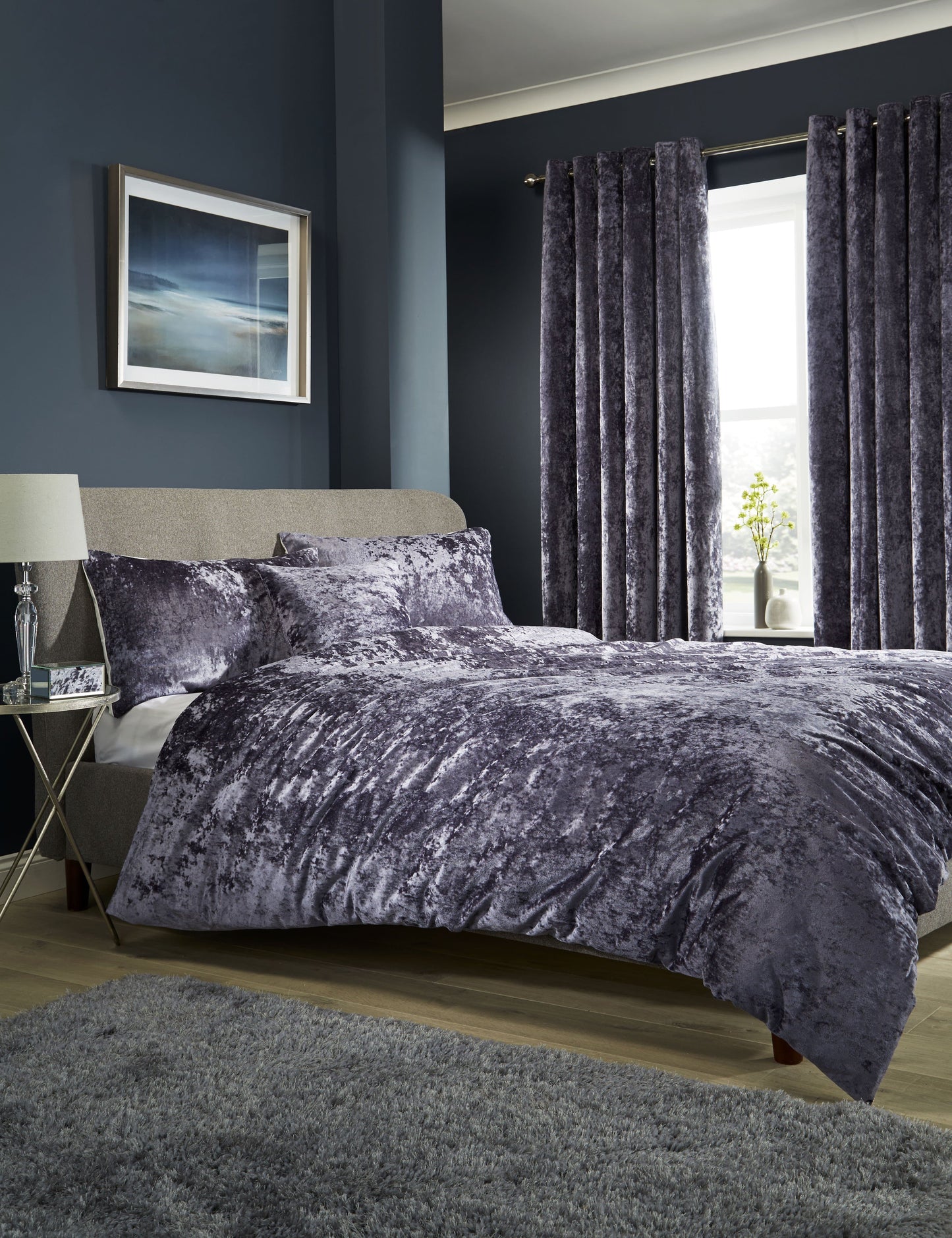 Crushed Velvet Duvet Cover Set With Pillowcases