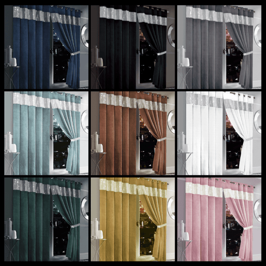 OLIVIA ROCCO Diamante Blackout Curtains With Glitz Detailing, Eyelet Ring Top, Room Darkening, Thermal Insulation, Multiple Colors And Sizes