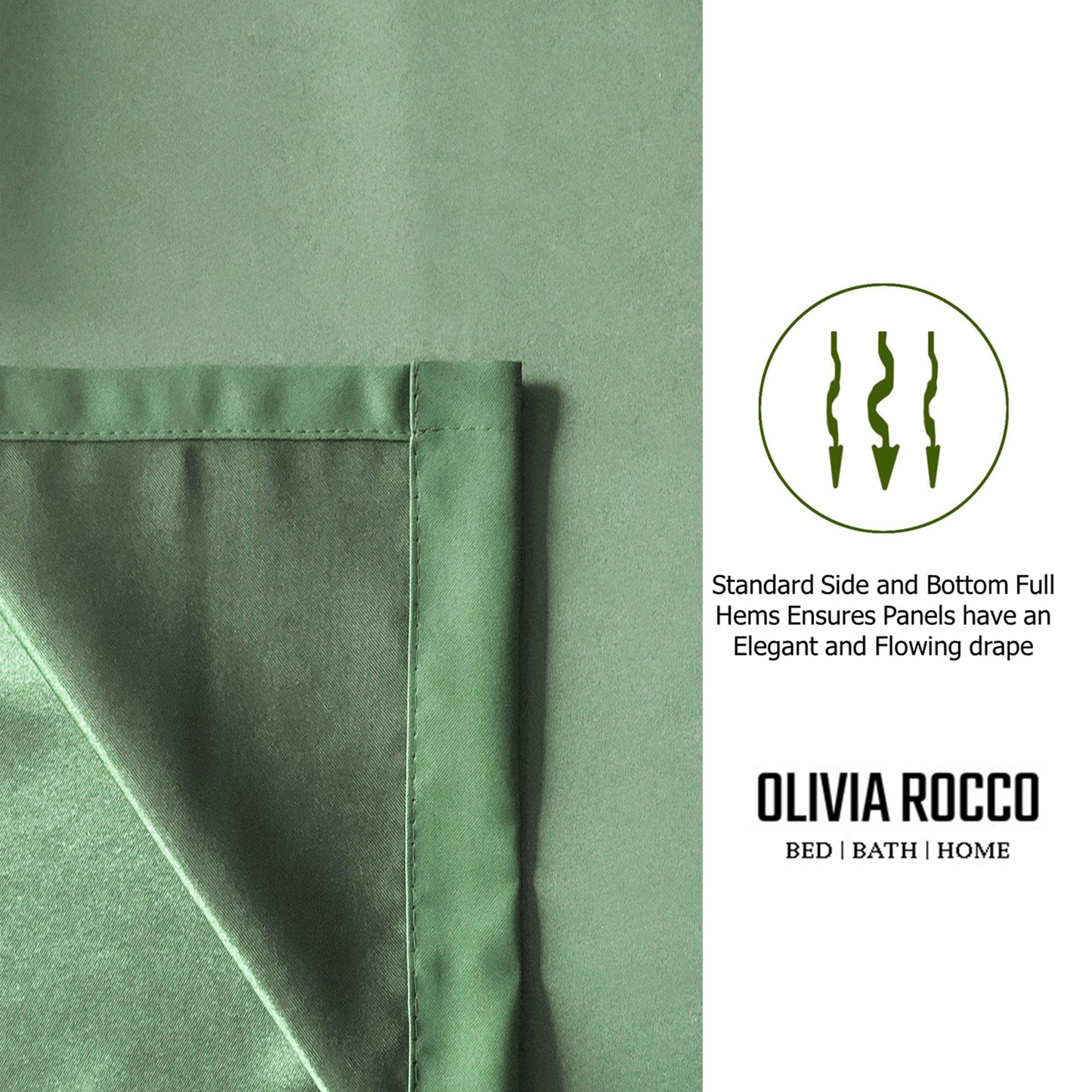 OLIVIA ROCCO Diamante Sage Green Blackout Eyelet Curtains With Tie Backs Thermal Ring Top Window Dressings For Living Room