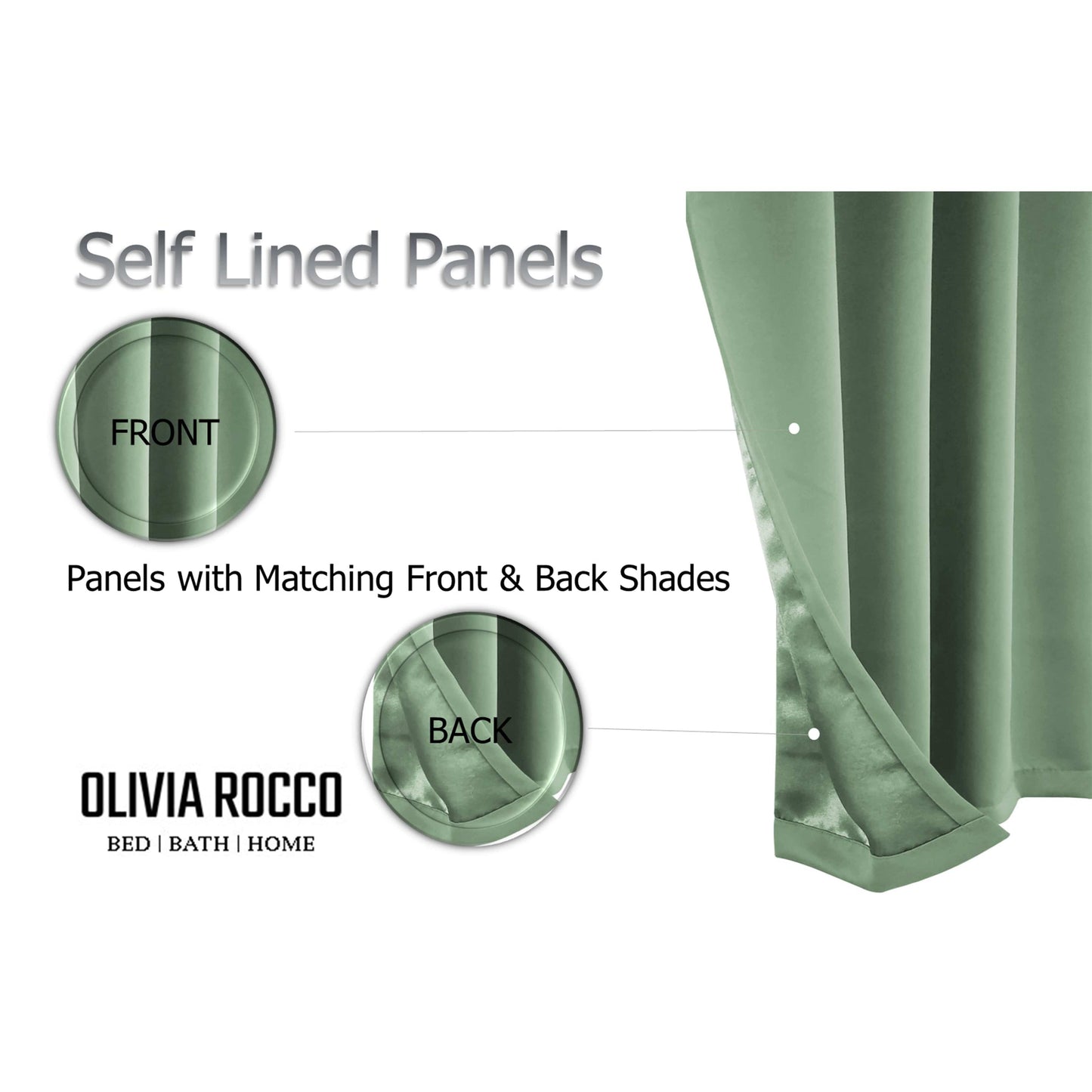 OLIVIA ROCCO Diamante Sage Green Blackout Eyelet Curtains With Tie Backs Thermal Ring Top Window Dressings For Living Room