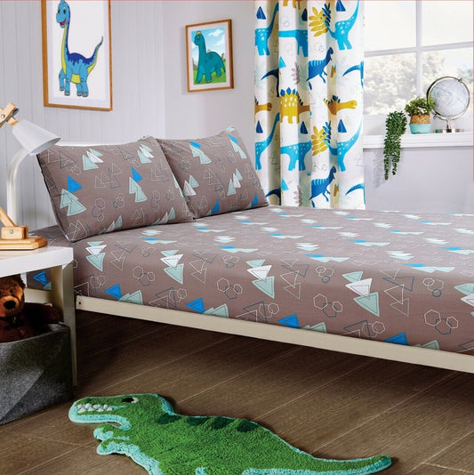 OLIVIA ROCCO Dinosaur Kids Bedding Set Soft 100% Microfibre Duvet Cover With Pillowcases And Optional Curtains Single Or Double