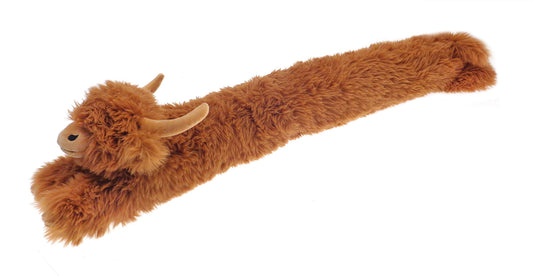 OLIVIA ROCCO Draught Excluder Highland Cow Design Door Stopper Jumbo Size W88xH20xD16cm Fabric Fleece Insulation Door Draft Blocker
