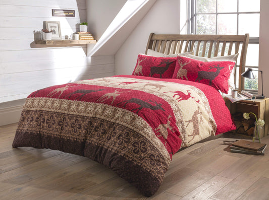 Duvet Set Fair Isle Highland Brushed Cotton Flannel Super Soft Bedding