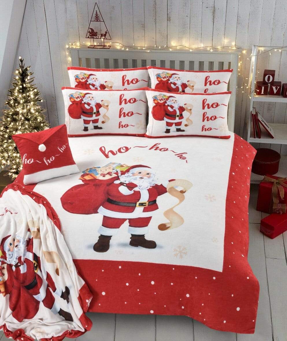 OLIVIA ROCCO Father Christmas Teddy Fleece Duvet Set Reversible Faux Fur Luxurious Winter Bedding In Multiple Sizes Soft Cozy Variants