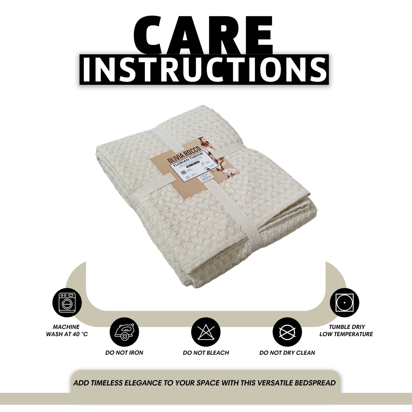 OLIVIA ROCCO Florian Checked Throw Blanket Natural Cotton Bedspread For Sofas Armchairs Settee Couch Beds And Couches Soft Touch