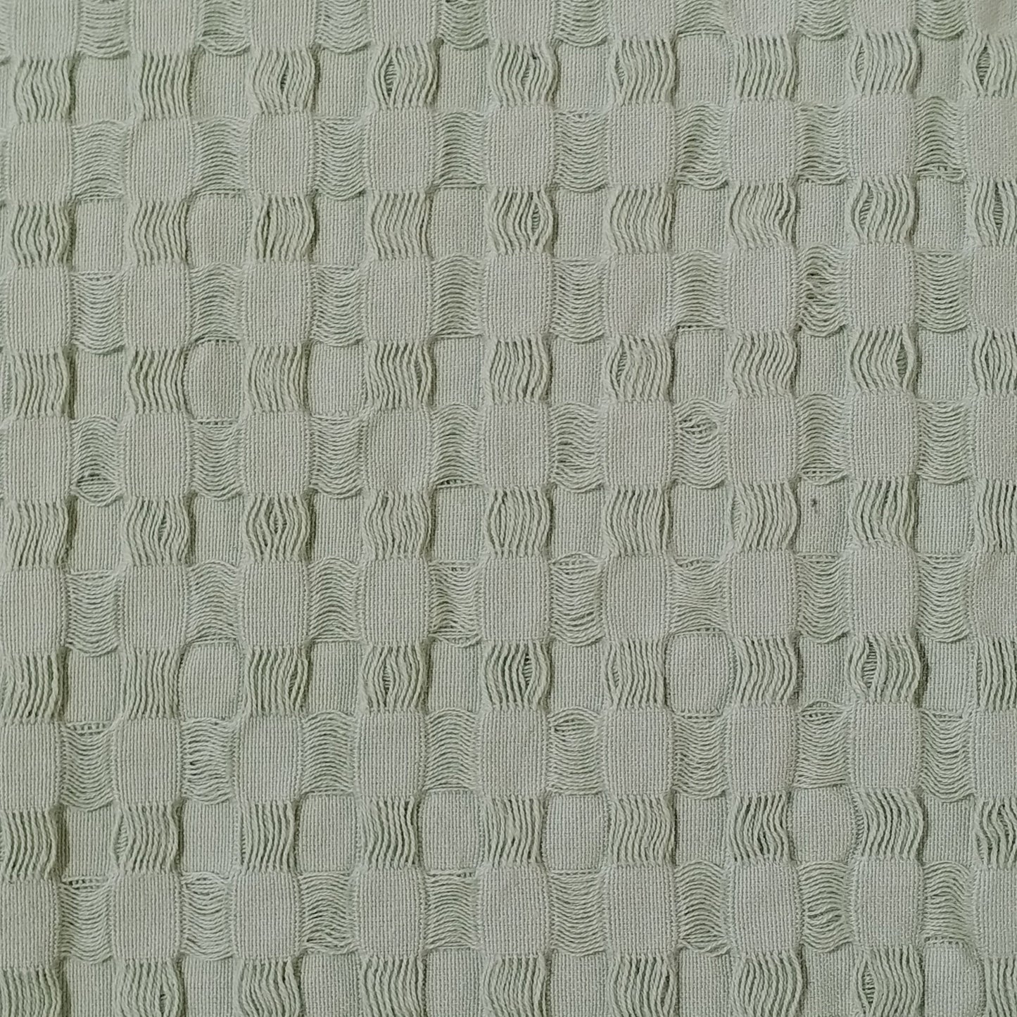 OLIVIA ROCCO Florian Checked Throw Blanket Sage Green 100 Percent Cotton Bedspread For Sofas Armchairs Settee Couch Living Room Decor