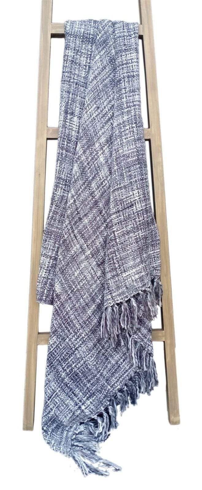 OLIVIA ROCCO French Tonal Chenille Throw 130 x 170 cm Luxuriously Soft Decorative Acrylic Blanket With Tassels for Sofa and Bed