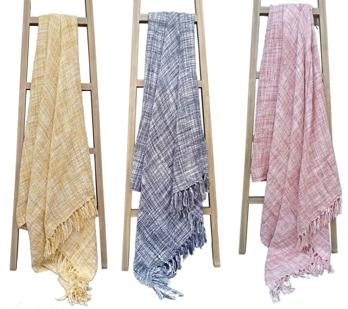 OLIVIA ROCCO French Tonal Chenille Throw 130 x 170 cm Luxuriously Soft Decorative Acrylic Blanket With Tassels for Sofa and Bed