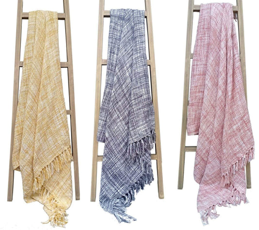 OLIVIA ROCCO French Tonal Chenille Throw 130 x 170 cm Luxuriously Soft Decorative Acrylic Blanket With Tassels for Sofa and Bed