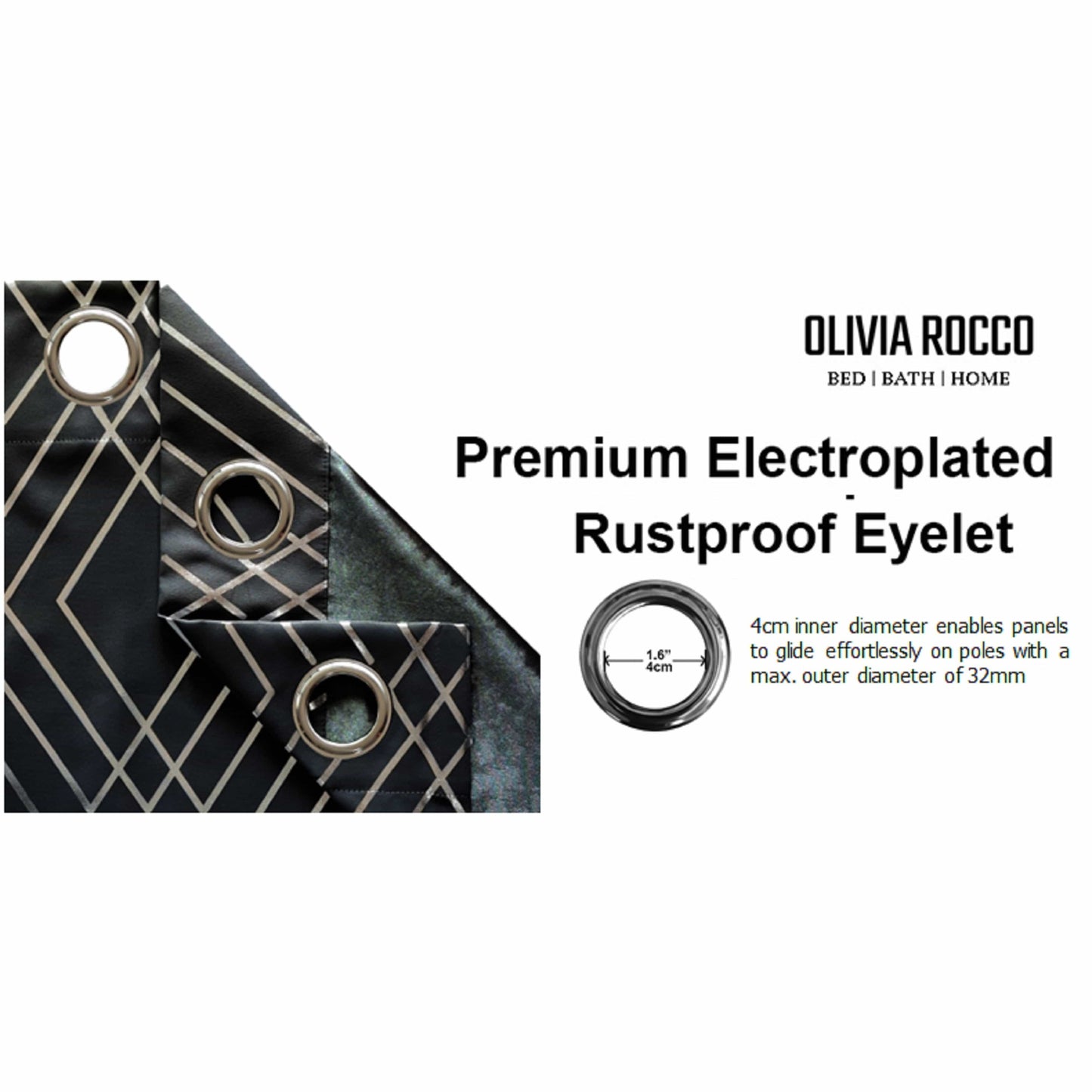 OLIVIA ROCCO Geometric Sparkle Blackout Curtains Soft Thermal Insulated Eyelet Ring Top For Living Room And Bedroom Drapes