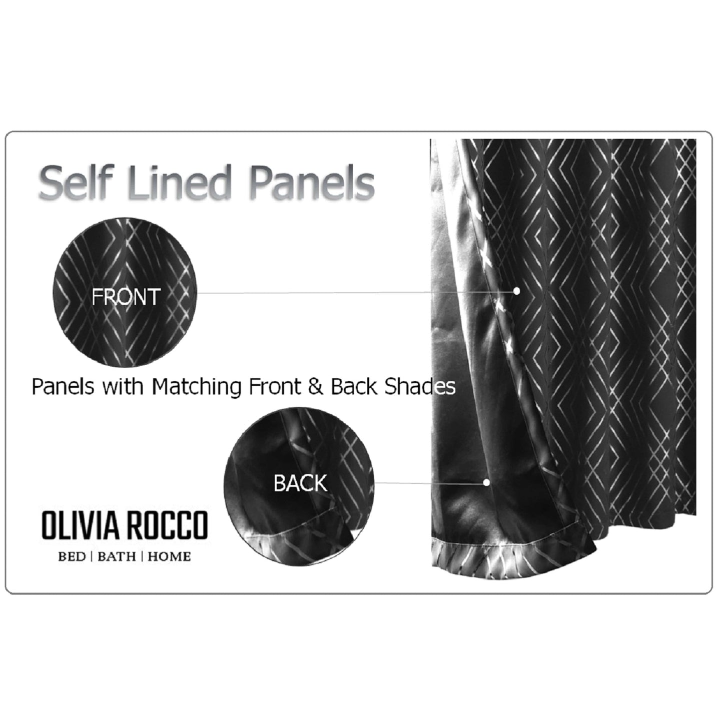 OLIVIA ROCCO Geometric Sparkle Blackout Curtains Soft Thermal Insulated Eyelet Ring Top For Living Room And Bedroom Drapes